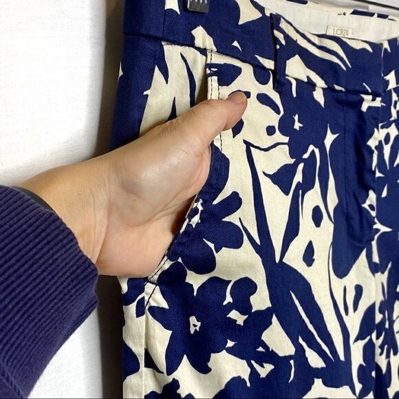 J. Crew Factory navy blue floral skimmer pants size 10 - Picture 5 of 16